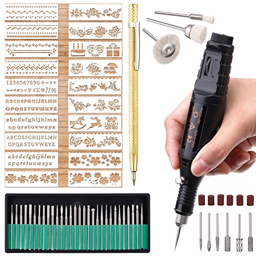 Zonon Electric Micro Engraver Pen Mini DIY Engraving Tool Kit for Metal Glass Ceramic Plastic Wood Jewelry 1 Scriber Etcher 30 Bits