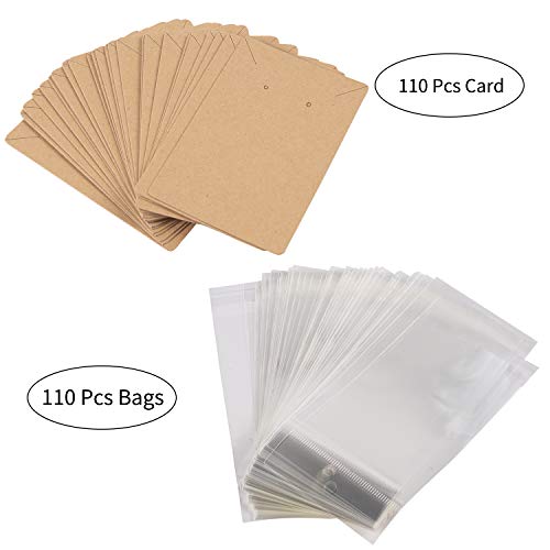 Wicket 110 Pcs Earring Cards,Earring Card Holder,3.5inch x2.4inch Kraft Earring Necklace Display Cards,Blank Kraft Paper Tags