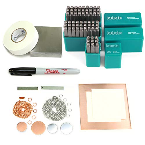 Beaducation Stamping on Metal Starter Kit, Beginner Stamping Kit for Hand  Stamped DIY Jewelry Making Crafts