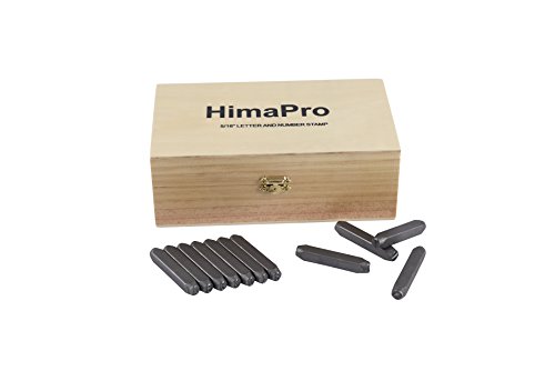 HimaPro 5/16 Inch 8mm Letter and Number Stamp Set 36pcs 40Cr Alloy Steel Metal Stamp Number & Letter Punch Set in a Wooden