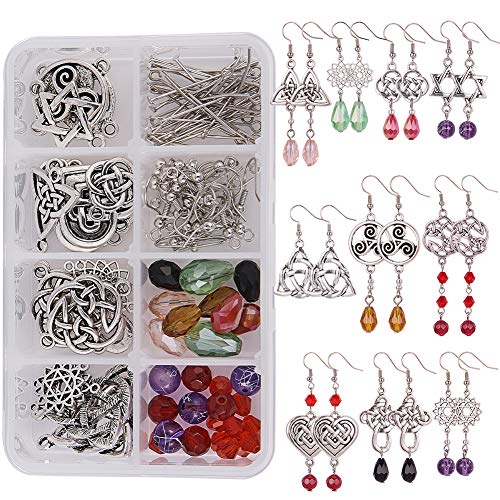 SUNNYCLUE 1 Box DIY 10 Pairs Celtic Knot Dangle Earring Making Kit Celtic Knot Connect Charms Findings Irish Wiccan Flower