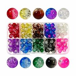 TOAOB THE ONE AND ONLY BABY TOAOB 200pcs 8mm Multi Color Crackle Glass Lampwork Beads Round Loose Spacer Beads Craft Supplies for Bracelets Necklaces