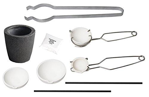 PMC Supplies LLC Jewelry Smelting Gold Silver Set Kit Ceramic Foundry Crucible Tongs Flux 17A