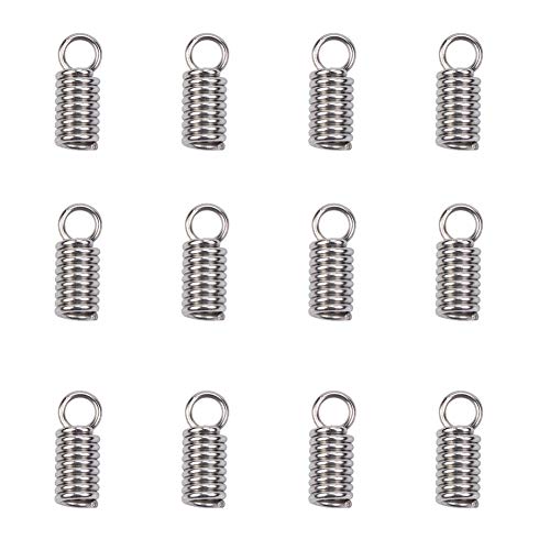 PH PandaHall 500pcs Stainless Steel Coil Cord Ends Tube Cord Cap Tip Leather Cord Ends Caps Necklace Spring Fastener Crimp