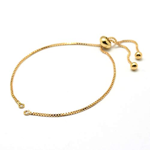 Kissitty 10 Strands Adjustable Gold Brass Slide Extender Chains 4.84" (12.3cm) with Ball Ends for DIY Bracelet Jewelry Making