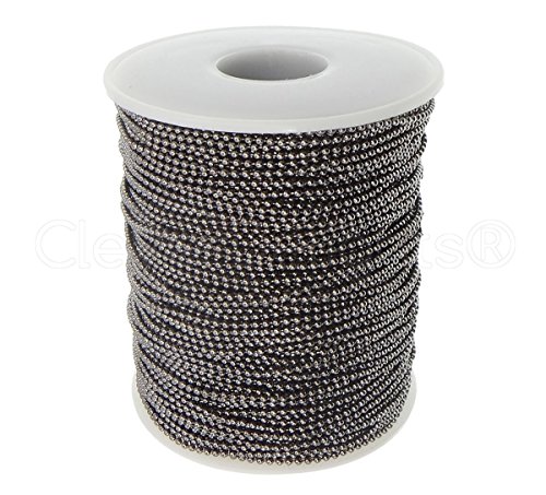 CleverDelights Ball Chain Spool - 330 Ft - 1.5mm Ball (Small) - Gunmetal (Dark Silver) Color - 100 Meters