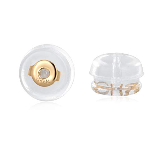 VOLUKA Real Gold Earring Backs Hypoallergenic Soft Clear Silicone Earrings Backings Replacements Secure Safety for Studs