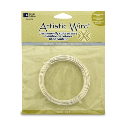 Artistic Wire, 14 Gauge, Tarnish Resistant Silver, 25 ft (7.6 m) Craft Wire