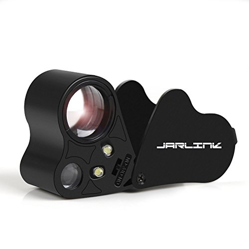 JARLINK 30X 60X Illuminated Jewelers Eye Loupe Magnifier, Foldable Jewelry Magnifier with Bright LED Light for Gems, Jewelry,