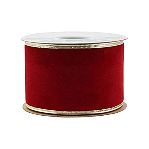 Berwick Offray Embossed Vel-Pruf Wired Edge 4" Wide X 10 Yards-Holiday Red Ribbon