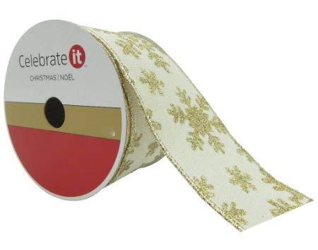 Celebrate IT- Ribbon Bow-tique-Christmas Snowflake Linen-Wired Plaid Linen Ribbon 2.5 in x 25ft