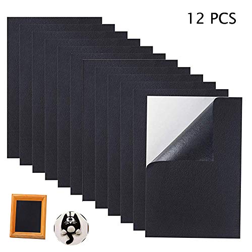 Szsrcywd 12PCS Black Adhesive Craft Felt Fabric Sheets,8.3 by 11.8 Inch,A4 Size Fabric Sticky Back Sheet for Art Crafts Making,Jewelry