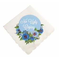 Wedding Tokens No Ugly Crying Wedding Handkerchief- Something Blue- with a Floral Design by Wedding Tokens- Bridesmaid Handkerchief- Bridal
