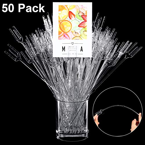 Maitys 50pack 12.2 inches Plastic Straight Head Floral Picks Flower Pick Card  Holders Transparent Fork Shape Head Card