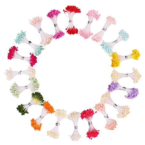 DECORA 20 Bundles 1700 Pieces Assorted Color 3mm Pearl Flower Stamen for Card Making Decoratiaon