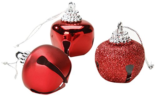 Darice Holiday Jingle Bells - Fancy Cap - Assorted Reds - 30 x 40mm - 21 Pieces, 1 Pack