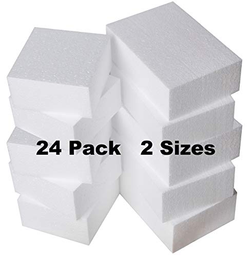 BARGAIN PARADISE 24 Pack Foam Blocks - Styrofoam Square Blocks, Rectangle  Blocks - Floral Foam - Craft Foam- For Crafting, Modeling