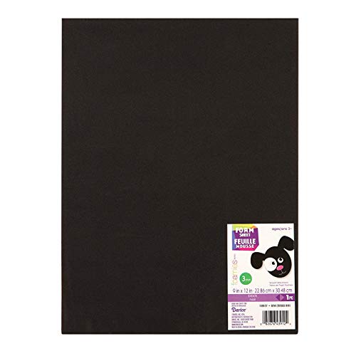 Darice Foamies Foam Sheet Black 3mm Thick 9 x 12 inches (10-Pack) 1189-27