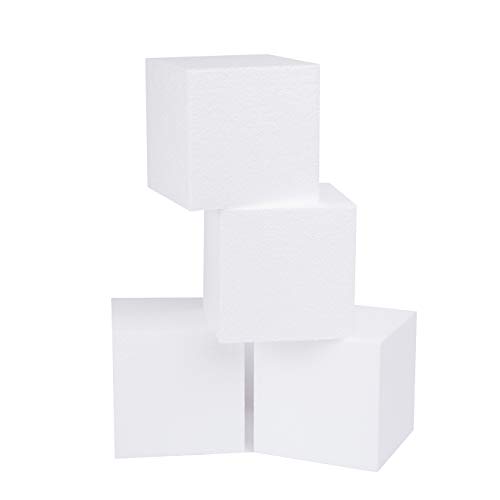 SilverlakeLLC Silverlake Craft Foam Block - 4 Pack of 6x6x6 EPS Polystyrene Blocks for Crafting, Modeling, Art Projects and Floral