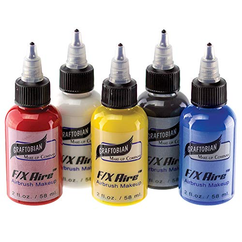 Graftobian F/X Aire Airbrush Body Paint - Primary Colors Set (5 Colors)