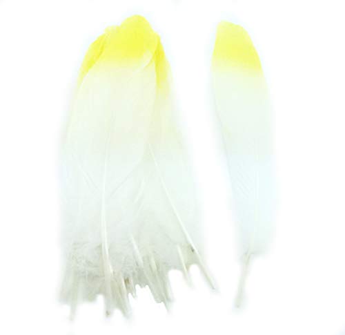 Goose Feathers Colorful Goose Feathers, for DIY Craft Wedding Home Party Decorations 20pcs/Pack/ (6-9.5 inch) (White & Yellow)