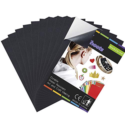 Caydo 10 Pieces Black Adhesive Back Felt Sheets Fabric Sticky Back Sheets, 8.3 by 11.8" (A4 Size), Self-Adhesive, Durable and
