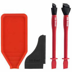 Sili The Complete Silicone Glue Kit Wood Glue Up 4Piece Kit 2 Pack of Silicone Brushes 1 Tray 1 Comb Woodworking Glue Spreader Applic