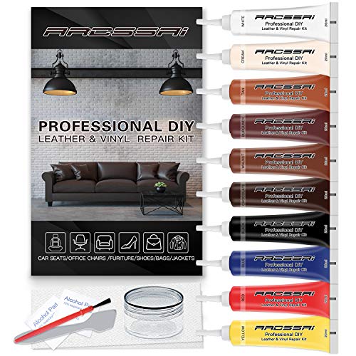 ARCSSAI Leather Repair Kit for Furniture Sofa Jacket Car SEATS and Purse Super Easy Instructions to Match Any Color Restore Any Material Bonded italia