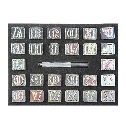 OWDEN Professional 27 Pieces Alphabet Stamp Tool Set for Leathercraft (3/4  Inch, 19 mm Tall), Leather Stamp Tools.