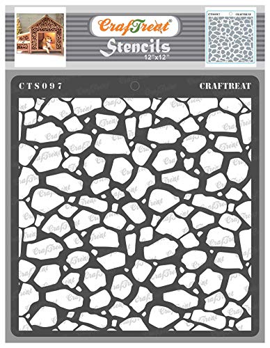 CrafTreat Stone Stencils for Painting on Wood, Canvas, Paper, Fabric, Floor, Wall and Tile - Stone Background Stencil - 12x12