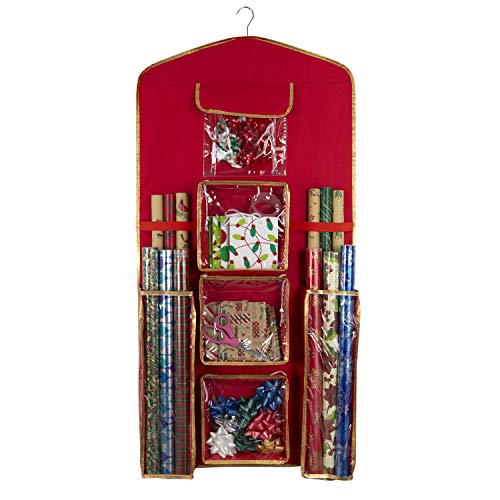 Simplify 8 Compartment Hanging, Holds Large & Small Wrapping Rolls, Organizes Ribbon, Bows, Tape, Tissue Paper, Scissors &