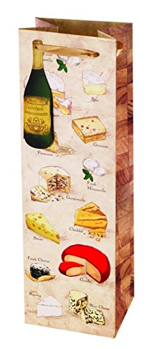 Cakewalk (Bags) Cakewalk Say Cheese Illustrated Single Bottle Paper Wine Bag, Brown