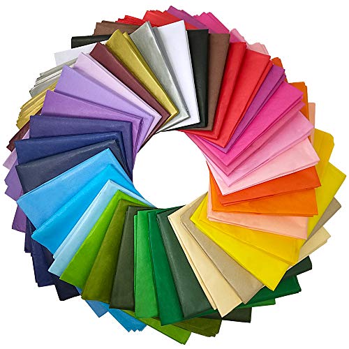 Supla 180 Sheets 36 Colors Tissue Paper Bulk Wrapping Tissue Paper Art Rainbow Tissue Paper 20 x 26" for Art Craft Floral Birthd