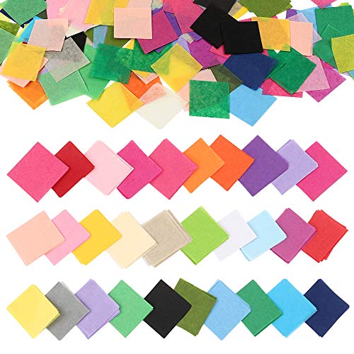 Outuxed 4800pcs 1inch Tissue Paper Squares, 30 Assorted Colors for Arts  Craft DIY Scrapbooking Scrunch Art