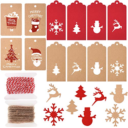 TUPARKA 200 Pcs Christmas Paper Tags Kraft Gift Tags Hang ...