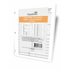 EasyGenie Large Print Two-Sided Family Group Sheets for Ancestry (30 Sheets) Archival-Quality Genealogy Forms