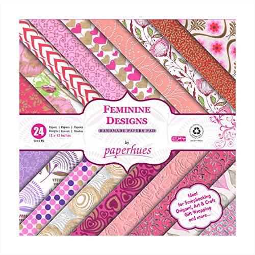 Paperhues Feminine Designs Collection Scrapbook Paper 12x12 Pad, 24 Sheets