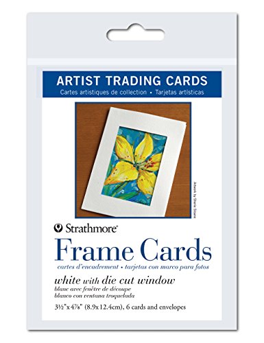 Strathmore Artist Trading Card Frames, White Die-Cut Window, 3.5 X 4.875 inches, Package of 6 (105-912)