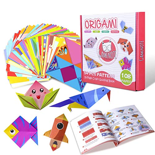 Gamenote Colorful Kids Origami Kit 118 Double Sided Vivid Origami Papers 54  Origami Projects 55 Pages Instructional Origami