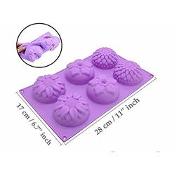 Mose Cafolo 2 Sets - 6 Cavity Silicone Mixed Flower Soap Cake Mold - Handmade DIY Cake Chocolate Cupcake Biscuit Bath Bomb Bread Muffin