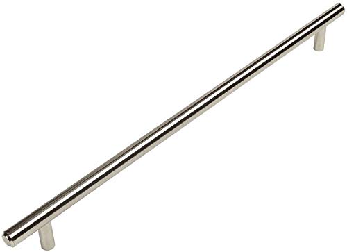 Cosmas 305-320SN Satin Nickel Cabinet Hardware Euro Style Bar Handle Pull - 12-5/8" (320mm) Hole Centers, 15" Overall Length