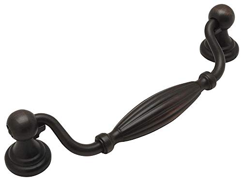 COSMAS 10 Pack - Cosmas 7122ORB Oil Rubbed Bronze Country Style Cabinet/Furniture Hardware Ribbed Swinging Handle Pull - 5" Inch
