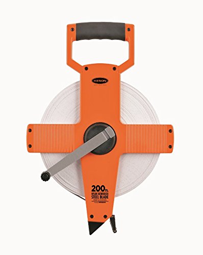 Keson NR18200 Nylon Coated Steel Blade Measuring Tape with Zero Point at Tape End and Hook End (Graduations: ft., in. 1/8),