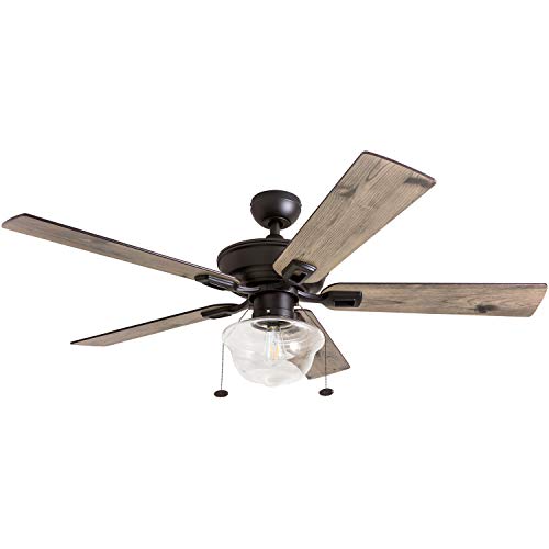 prominence home abner ceiling fan - 52-in indoor outdoor fan - led ceiling fan with light and pull chain - farmhouse style ro