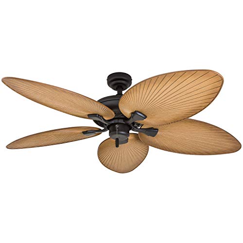 Honeywell Palm Island 50505-01 52-Inch Tropical Ceiling Fan, Five Palm Leaf Blades, Indoor/Outdoor, Damp Rated, Sandstone