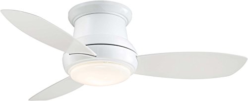 Minka Aire Minka-Aire F518L-WH, Concept II LED White Flush Mount 44" Ceiling Fan with Light & Remote Control