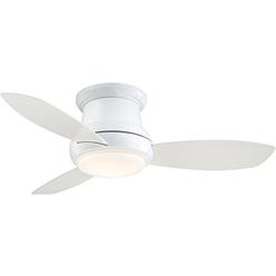 Minka Aire Minka-Aire F518L-WH, Concept II LED White Flush Mount 44" Ceiling Fan with Light & Remote Control