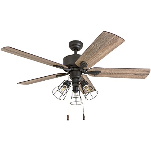 Prominence Home 50684-01 Aspen Pines Farmhouse Ceiling Fan (3 Speed Remote), 52", Barnwood/Tumbleweed, Aged Bronze