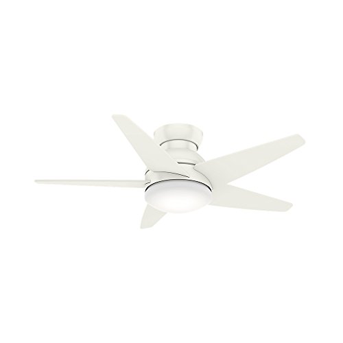 Casablanca Indoor Low Profile Ceiling Fan with LED Light and wall control - Isotope 44 inch, White, 59350