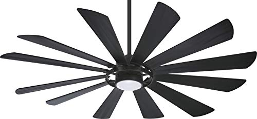 Minka Aire F870L-TCL Windmolen 65" Outdoor Ceiling Fan with LED Light and Remote Control, Textured Coal